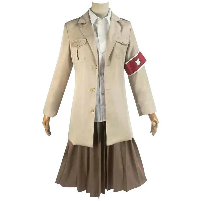 Attack Shingeki no Kyojin AOT Pieck Finger Cosplay CostumeLong Black wigs Uniform Skirt Outfits Halloween Carnival Suit 38