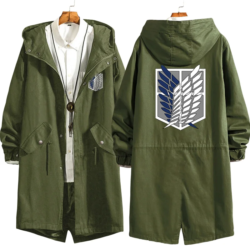 Attack on Titan Eren Levi Wind Trench Long Hoodie Jacket Shingeki No Kyojin Sasha Braus Ymir Armin Cosplay Wings of Liberty 4