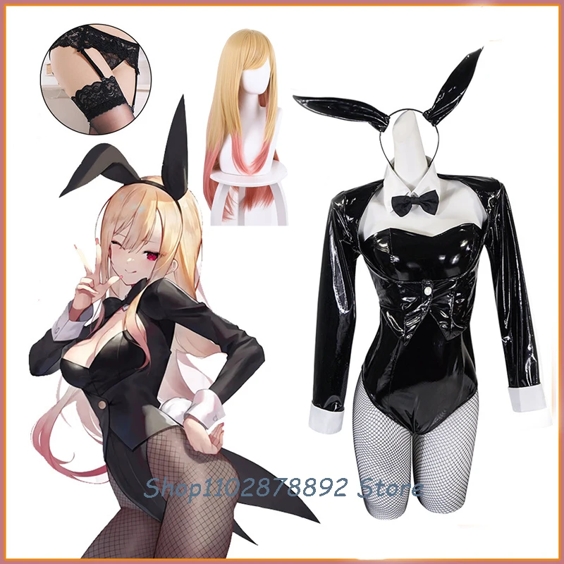 Anime My Dress Marin Kitagawa Bunny Girl Jumpsuit Cosplay Costume Sexy Suit Wig Rabbit Ear Headband Girls Women 1
