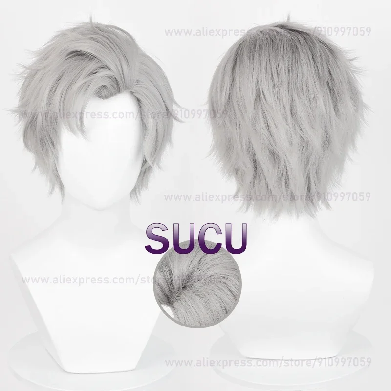 Love And Deepspace Sylus Cosplay Wig 30cm Short Grey Man Hair Heat Resistant Synthetic Hairs Halloween Wigs + Wig Cap 1