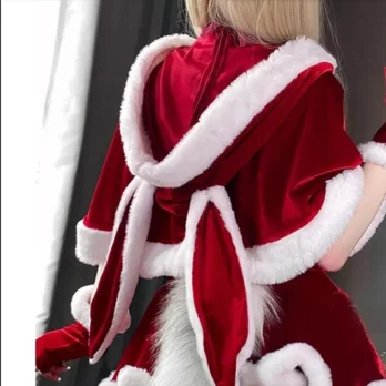 Women Christmas Xmas Lady Santa Claus Cosplay Costume Winter Bunny Girl Cape Cloak Outfits 1
