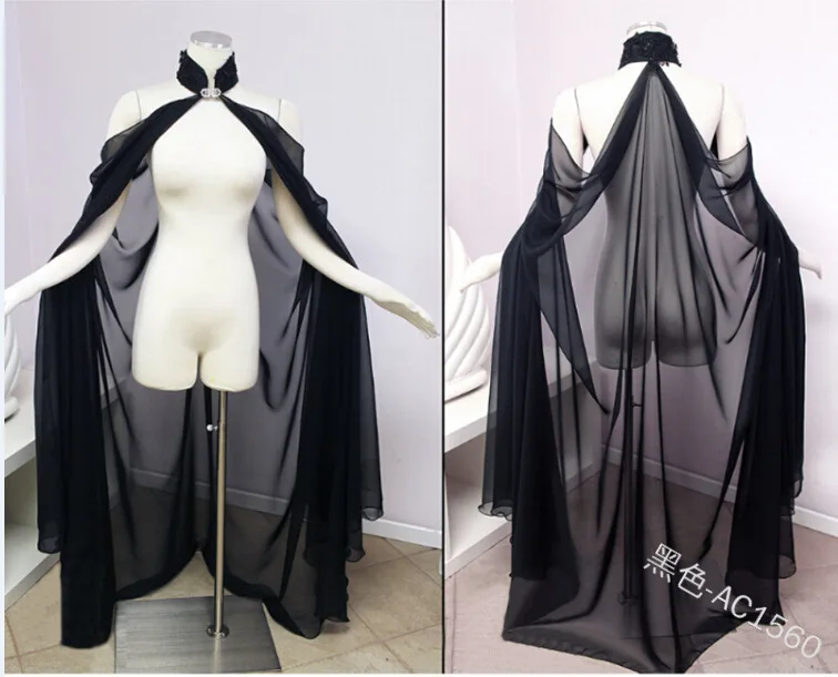 Women Medieval Shawl Cape Chiffon Gothic Wicca Robe Cosplay Dress Cloak Halloween Costume Thin Shawl Cape Stage Costume 6