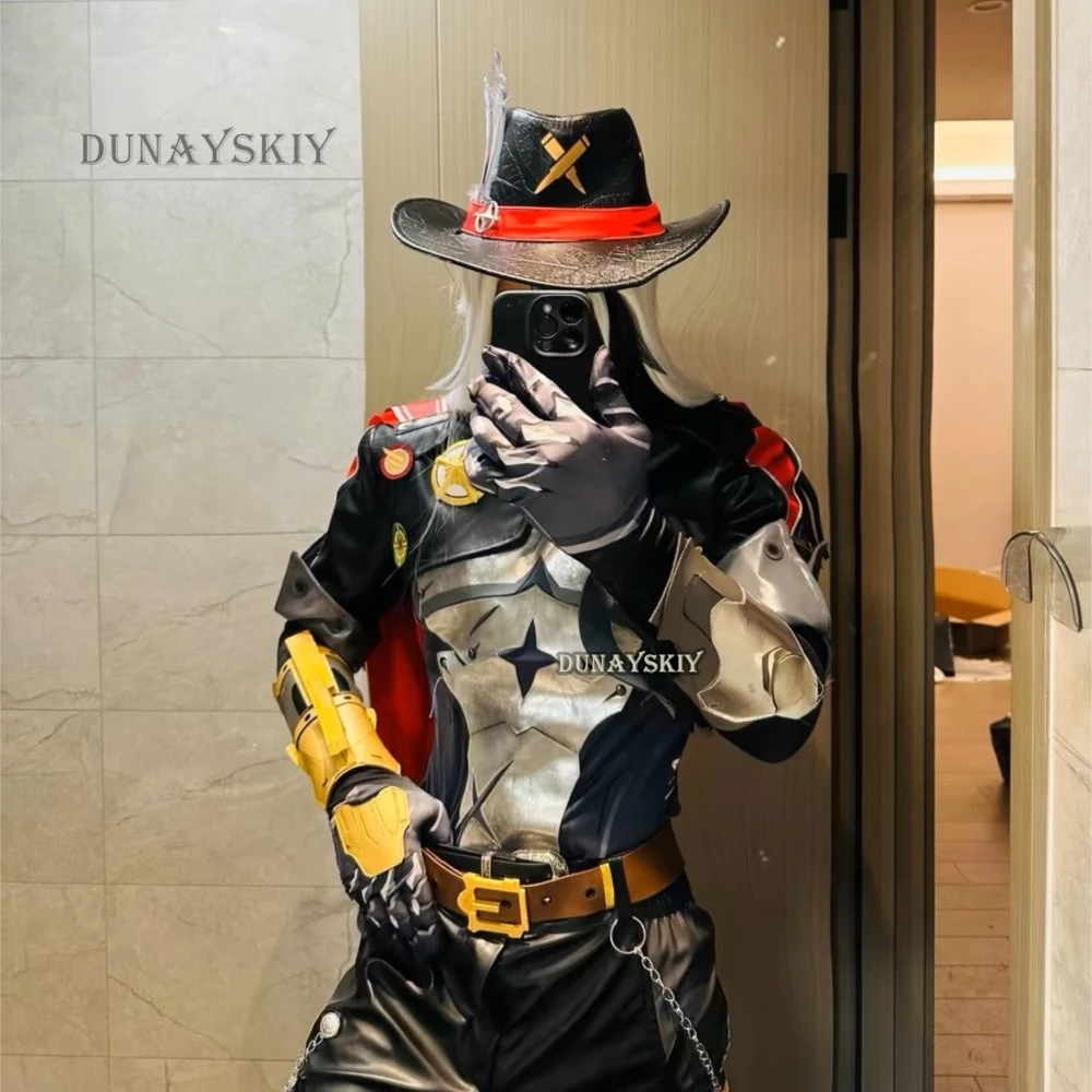 Honkai: Star Rail Boothill Cosplay Wig Galaxy Ranger Cowboy Uniform Hat Black White Hair Bullet Prop Armguard Gloves Accessories 1