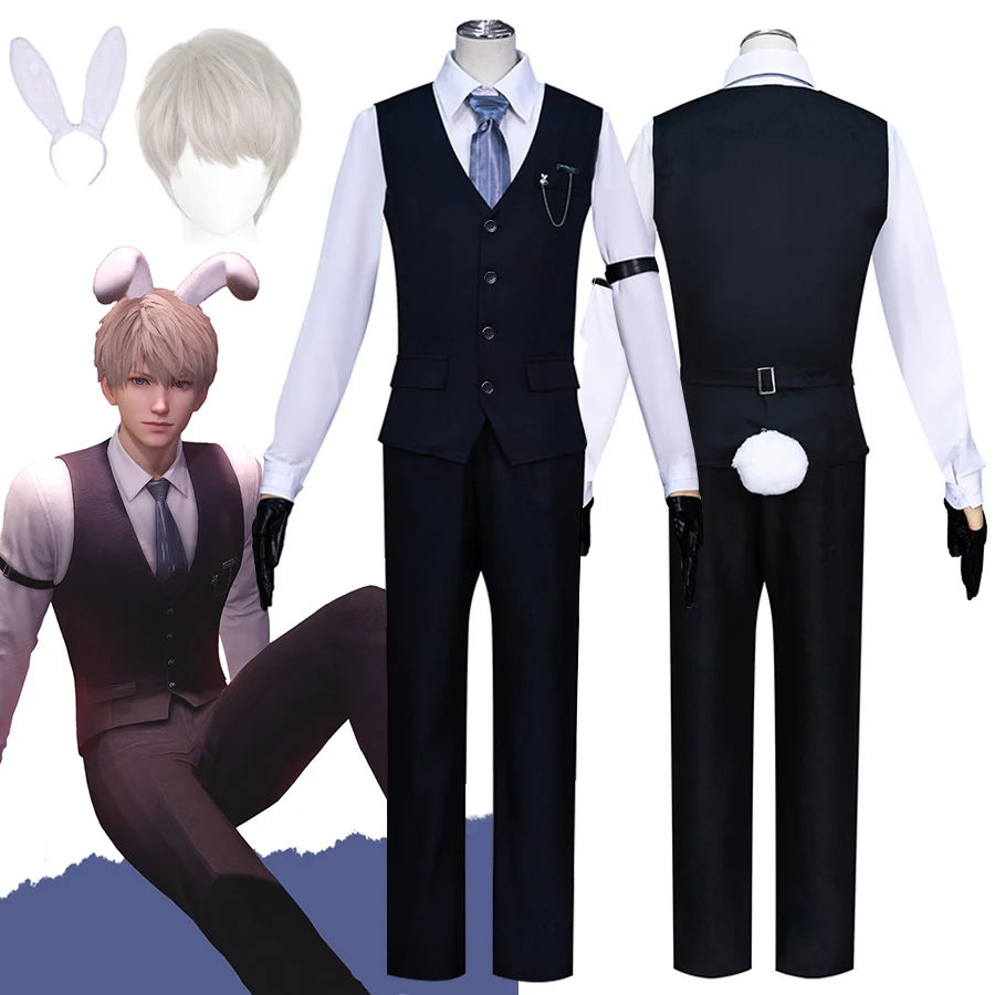 Love and Deepspace Xavier Cosplay Costume Wig Boyfirend Bunny Suit Anime Game Cosplay Clothes Men Halloween Party Costumes 1