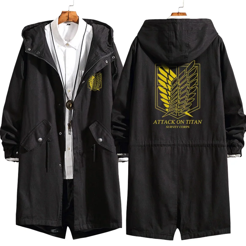 Attack on Titan Eren Levi Wind Trench Long Hoodie Jacket Shingeki No Kyojin Sasha Braus Ymir Armin Cosplay Wings of Liberty 5