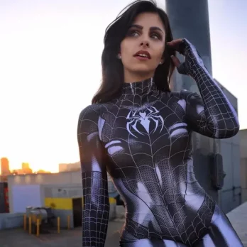 Adult/Kids Newest Female Black Cat Symbiote Mary Jane Spiderman Cosplay Costume Halloween MJ Superhero BodySuit Zentai Jumpsuit 5