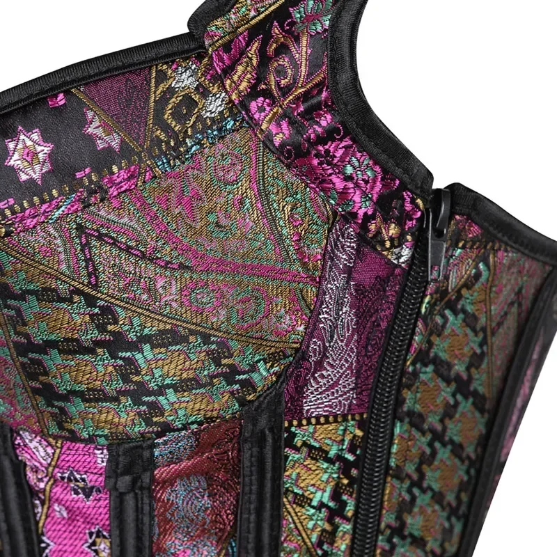 Women Corset with Straps Overbust Corsets Vest Steampunk Corsets and Bustiers Lace Up Boned Jacquard Corset Top 6 Women Corset with Straps Overbust Corsets Vest Steampunk Corsets and Bustiers Lace Up Boned Jacquard Corset Top 6