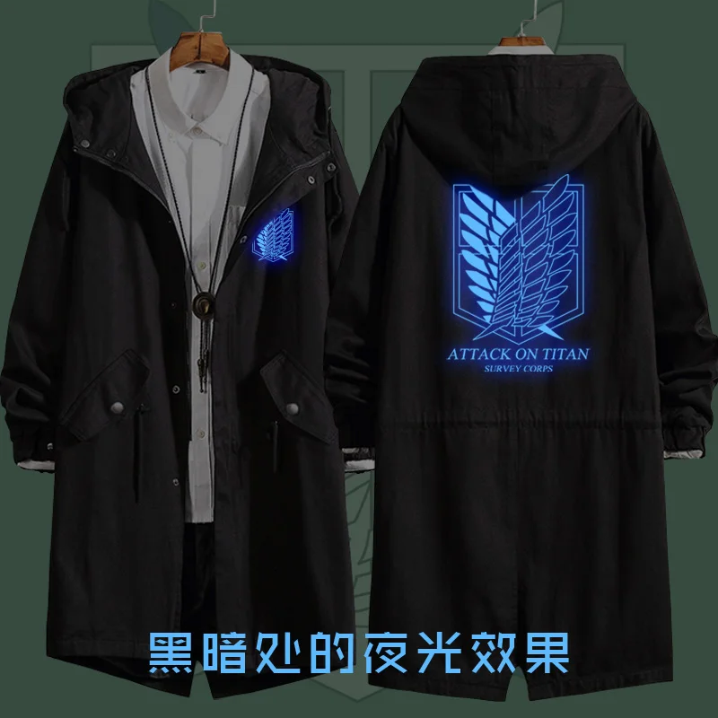 Attack on Titan Eren Levi Wind Trench Long Hoodie Jacket Shingeki No Kyojin Sasha Braus Ymir Armin Cosplay Wings of Liberty 2