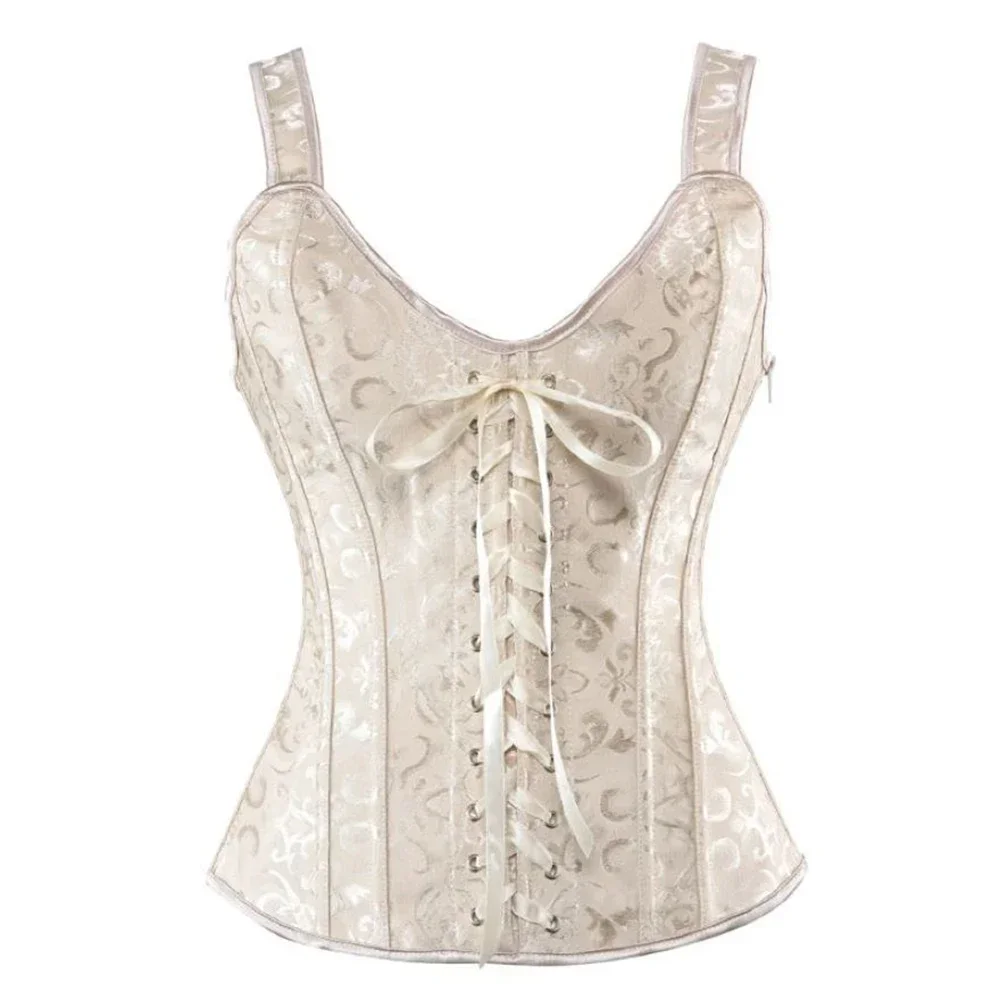 Women Corset with Straps Overbust Corsets Vest Steampunk Corsets and Bustiers Lace Up Boned Jacquard Corset Top 27 Women Corset with Straps Overbust Corsets Vest Steampunk Corsets and Bustiers Lace Up Boned Jacquard Corset Top 16