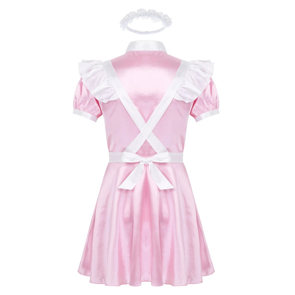 Mens Sissy Maid Cosplay Costume Puff Sleeve Frilly Satin French Apron Maid Servant Dress Set Roleplay Babydoll Dress with Apron 2 Mens Sissy Maid Cosplay Costume Puff Sleeve Frilly Satin French Apron Maid Servant Dress Set Roleplay Babydoll Dress with Apron 2