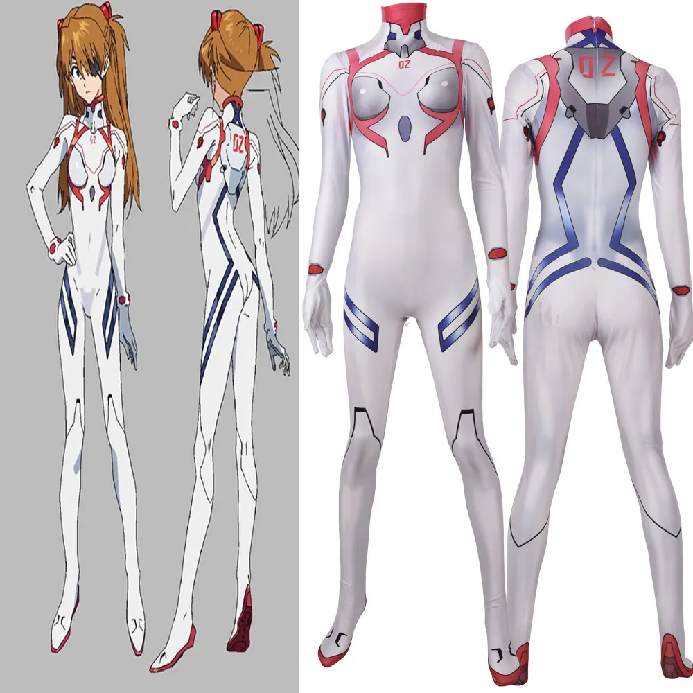 Adults Kids Anime Asuka Langley Soryu Mari Rei Ayanami Cosplay Costume Asuka Test Jumpsuits Zentai Suit Halloween Bodysuit 5