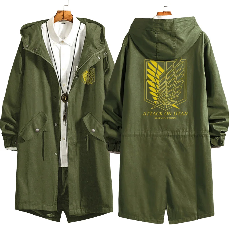 Attack on Titan Eren Levi Wind Trench Long Hoodie Jacket Shingeki No Kyojin Sasha Braus Ymir Armin Cosplay Wings of Liberty 6