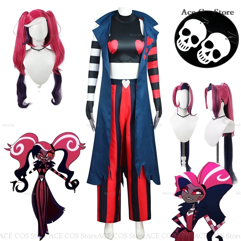 Hazbin Velvette Hotel Cosplay Outfit Costume Wig Earring 3V Vees VVV Halloween Party Demon Carnaval Anime Cosplay Women Clothes 1