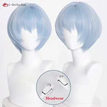 High Quality Anime EVA 100cm Long Ayanami Rei Cosplay Wig Cyan Blue Curly Hair Heat Resistant Halloween Party Wigs + Wig Cap 6