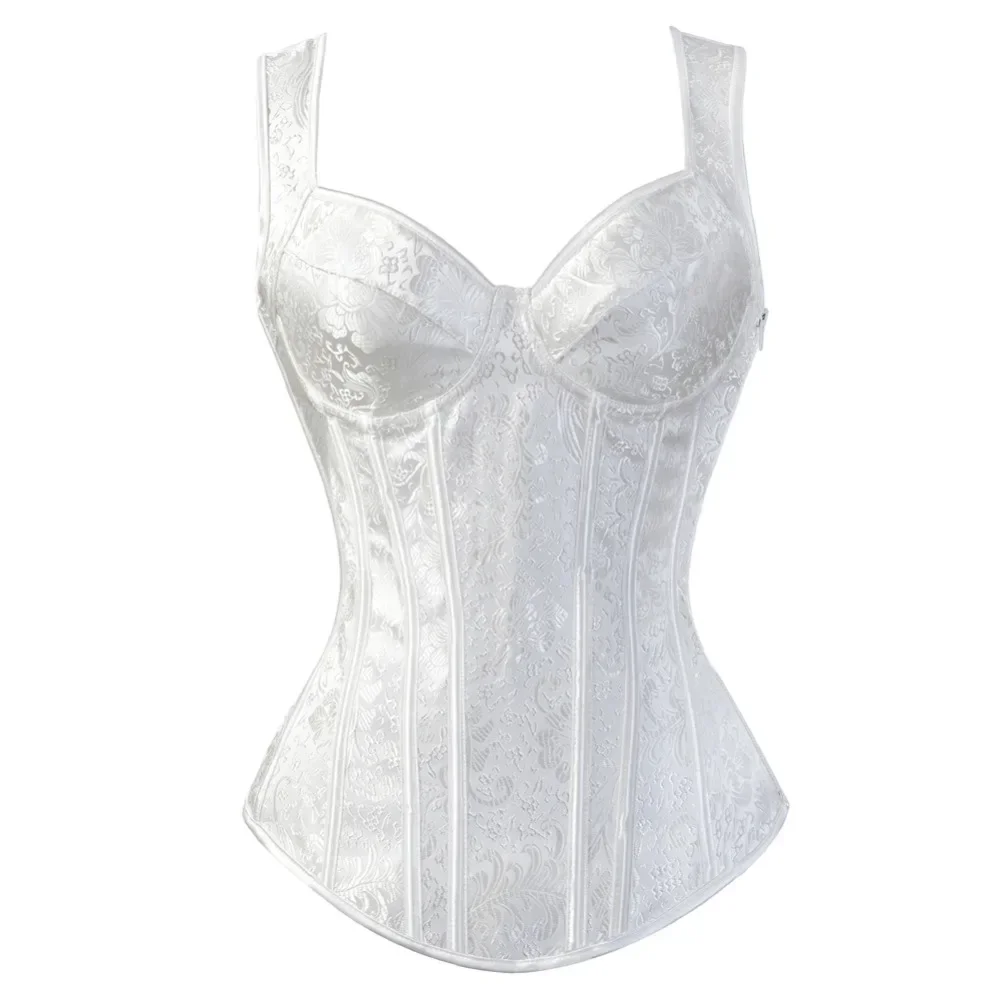 Women Corset with Straps Overbust Corsets Vest Steampunk Corsets and Bustiers Lace Up Boned Jacquard Corset Top 16 Women Corset with Straps Overbust Corsets Vest Steampunk Corsets and Bustiers Lace Up Boned Jacquard Corset Top 5