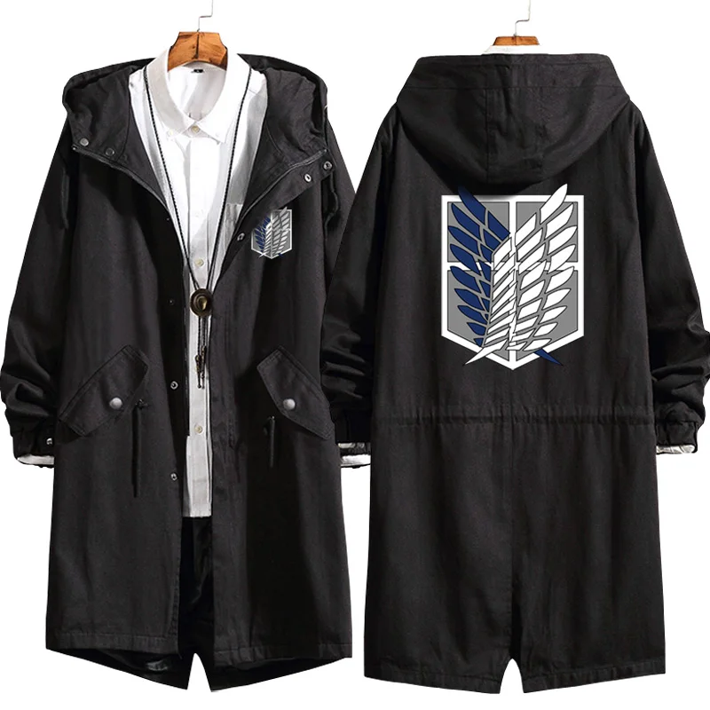 Attack on Titan Eren Levi Wind Trench Long Hoodie Jacket Shingeki No Kyojin Sasha Braus Ymir Armin Cosplay Wings of Liberty 3