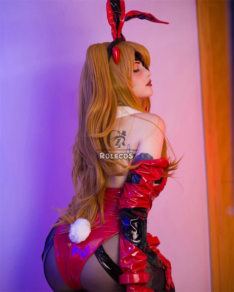 ROLECOS EVA Asuka Langley Soryu Cosplay Costume Asuka Langley Soryu Sexy Bunny Jumpsuit Leather Halloween Outfits Women Party 28
