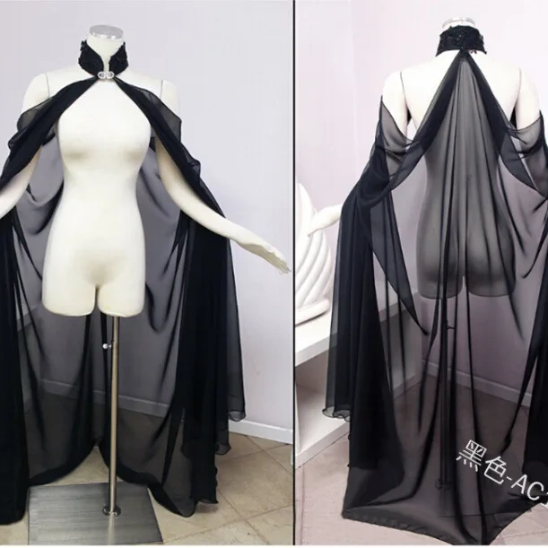 Women Medieval Shawl Cape Chiffon Gothic Wicca Robe Cosplay Dress Cloak Halloween Costume Thin Shawl Cape Stage Costume 1