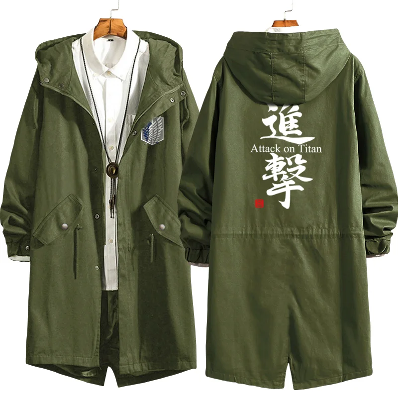 Attack on Titan Eren Levi Wind Trench Long Hoodie Jacket Shingeki No Kyojin Sasha Braus Ymir Armin Cosplay Wings of Liberty 8