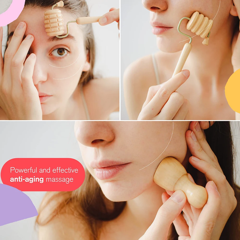 Wood Therapy Face Massager Face Lifting Maderoterapia Gua Sha Wrinkle Remover Skin Scraper Anti Cellulite Neck Lift Beautytool 13