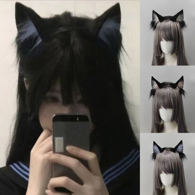 Lolita Faux Fur Cat Ear Headband Anime Costume Plush Hair Hoop for Music Festival Halloween Carnival Party Cosplay Photo Props 1