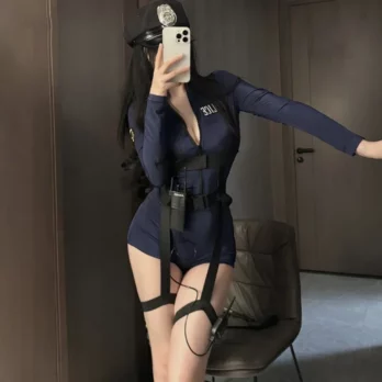 Halloween Sexy Cop Cosplay Erotic Lingerie Policewoman Costume Police Uniform Women Jumpsuit Nightclub Performances Costumes 5
