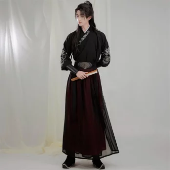 S-3XL Embroidery Chinese Hanfu Man Traditional Han Dynasty Swordsman Cosplay Costume Theme Party Ancient Hanfu  Oriental Robe 1