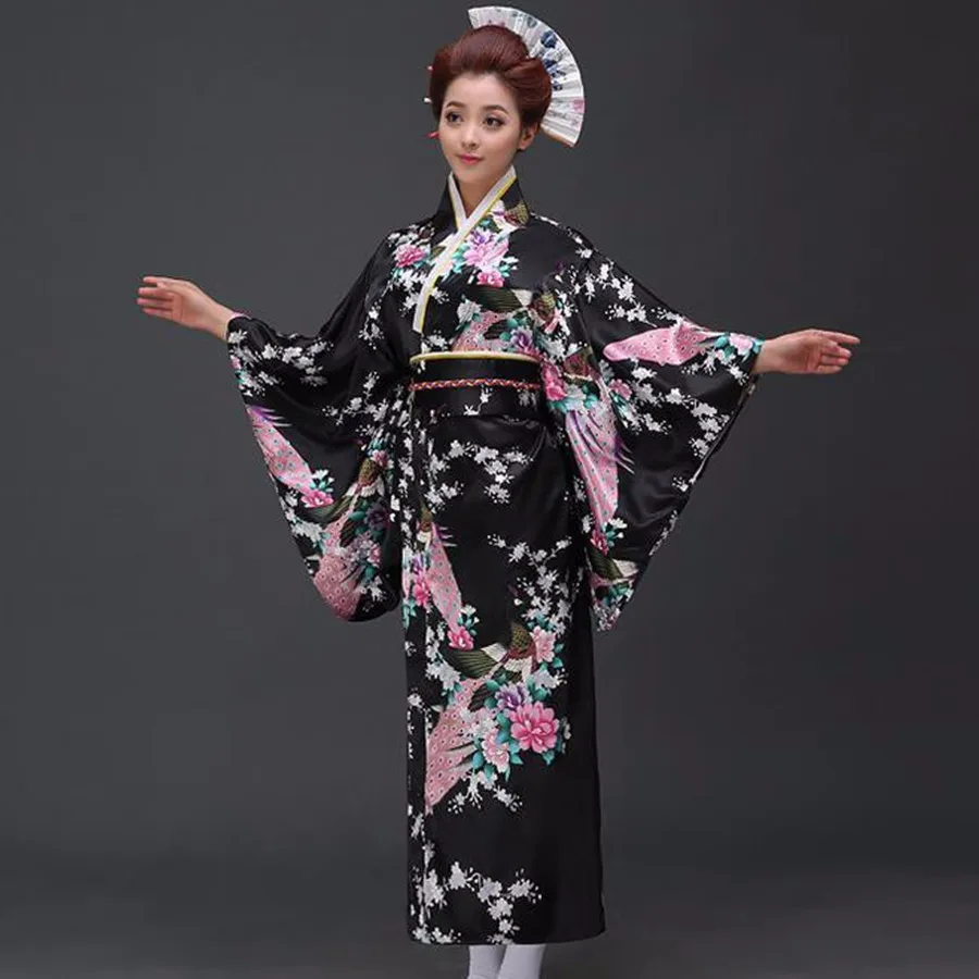 Fashion National Trends Women Sexy Kimono Yukata With Obi Novelty Evening Dress Japanese Cosplay Costume Floral One Size 1