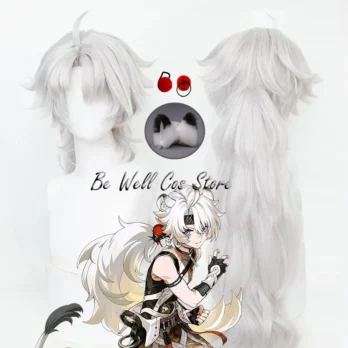 Wuthering Waves Lingyang Cosplay Wig Ears Red Hairball Liondance Troupe Glacio Natural Resonator Jinzhou Halloween Women Men 1