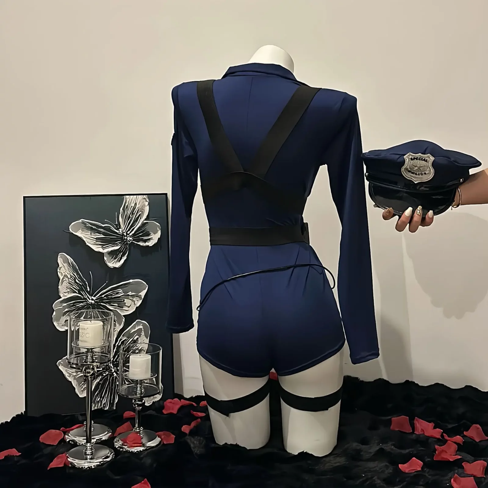 Halloween Sexy Cop Cosplay Erotic Lingerie Policewoman Costume Police Uniform Women Jumpsuit Nightclub Performances Costumes 3