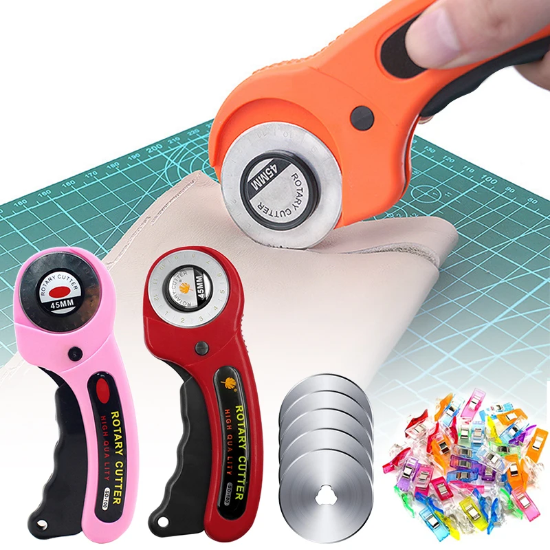 45mm Rotary Cutter Set Leather Craft Cutting Tool with Ergonomic Handle for DIY Fabric Patchworking Sewing Quilting Crafting 1
