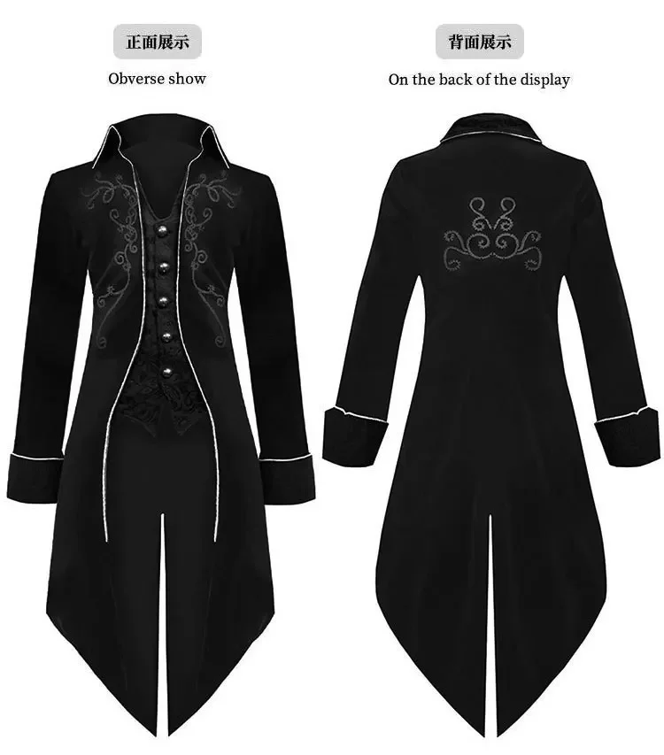 2024 Steampunk Women Men Medieval Dress costume Velet Stand Collar Tailcoat Gothic Vampire Cosplay Jacket Coats S-5XL 15