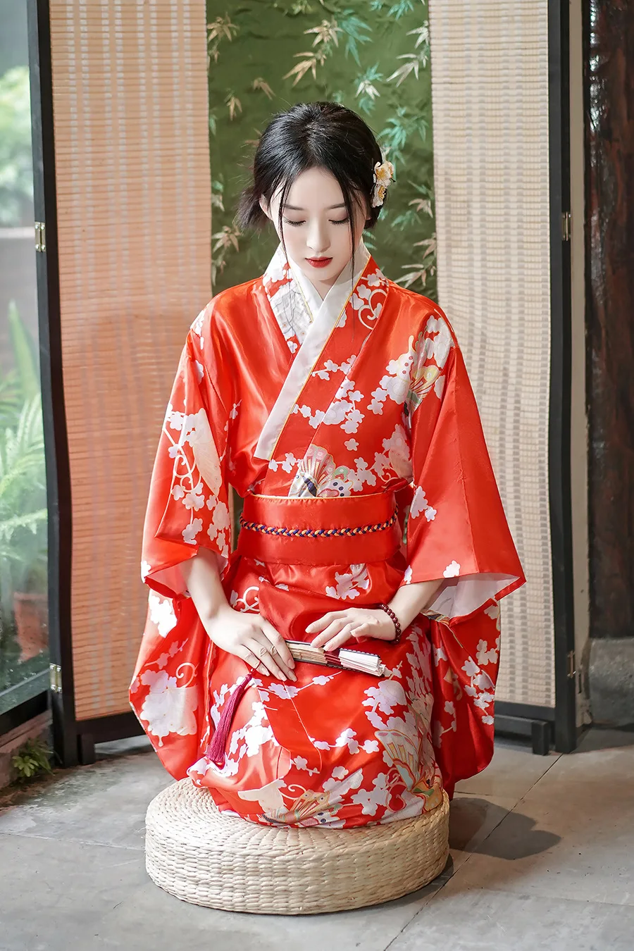 New Women Japanese Traditional Yukata Kimono With Obi Vintage Evening Dress Geisha Kimono Women's Stage Show Cosplay Costume 7