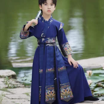 Boys Hanfu Stage Outfit Chinese Robe Baby Tang Suit Children Ancient Chinese Traditional Swordsman Costume Kids New Year Clothes 3