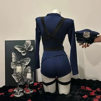 Halloween Sexy Cop Cosplay Erotic Lingerie Policewoman Costume Police Uniform Women Jumpsuit Nightclub Performances Costumes 3