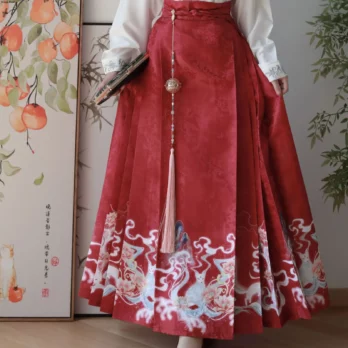 Vintage Women Chinese Traditional Hanfu Cardigan Shirt + Blue Pleated Mamian Skirt Chinese Hot Hanfu Shirt Horse Face Skirt Set 6