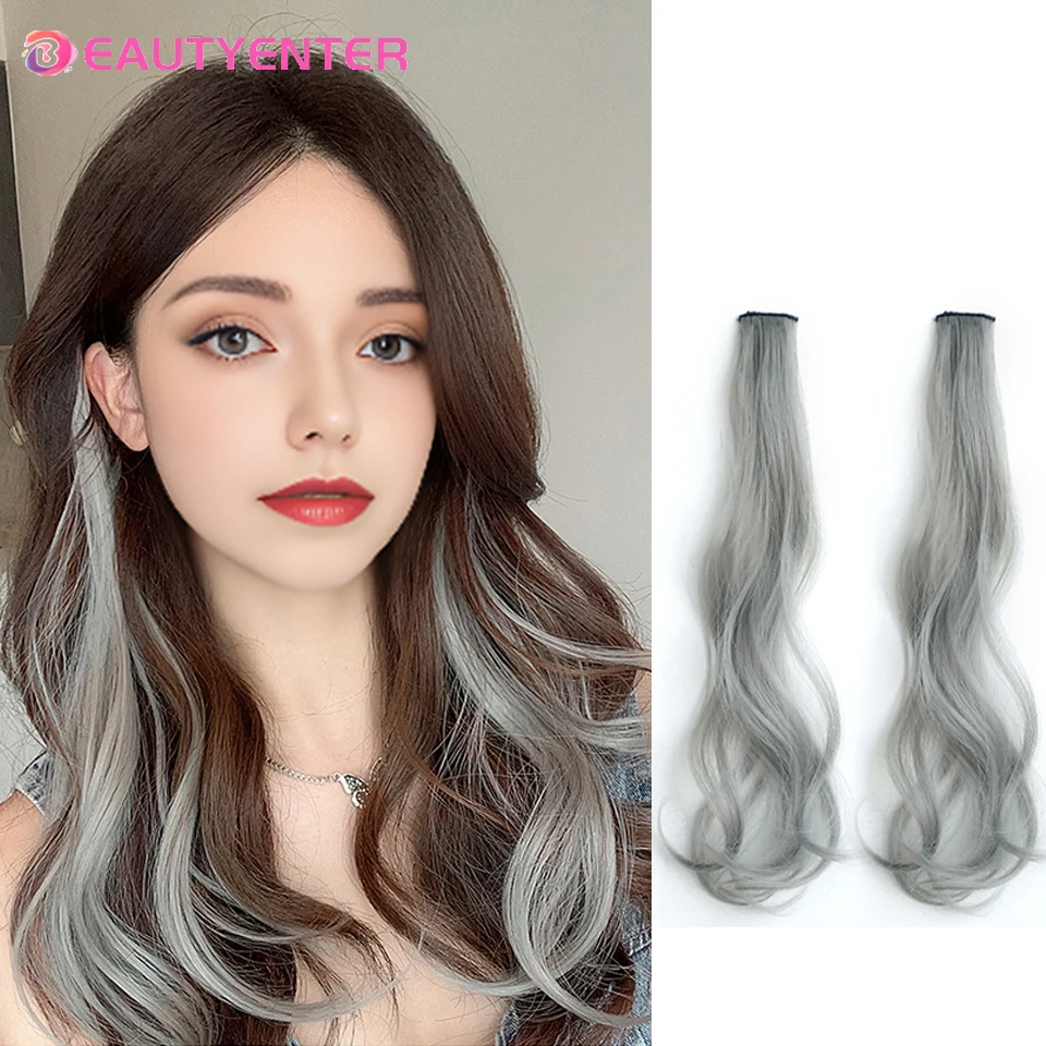 One-piece color highlights of curly hair hanging ear hair wig piece female long hair simulation invisible hair extension 1