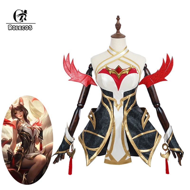 ROLECOS LOL Risen Legend Ahri Cosplay Costume Game LOL Nine Tailed Demon Fox Ahri Outfit Halloween Women Suit 1