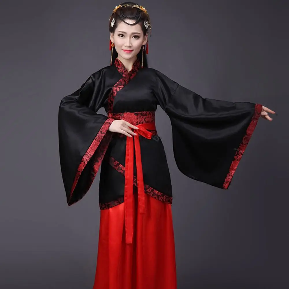 Long Sleeves Hanfu Long Dress Patchwork Ancient Style Chinese Traditional Costumes Performance Skirt Cheongsam Chinese Tang Suit 1