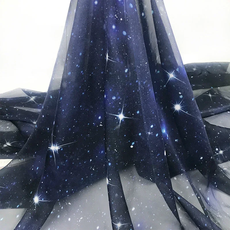 3D Print Galaxy Star Pattern Chiffon Tulle Design Fabric for Sewing Clothes Dresses Fashion Material By Meter 1