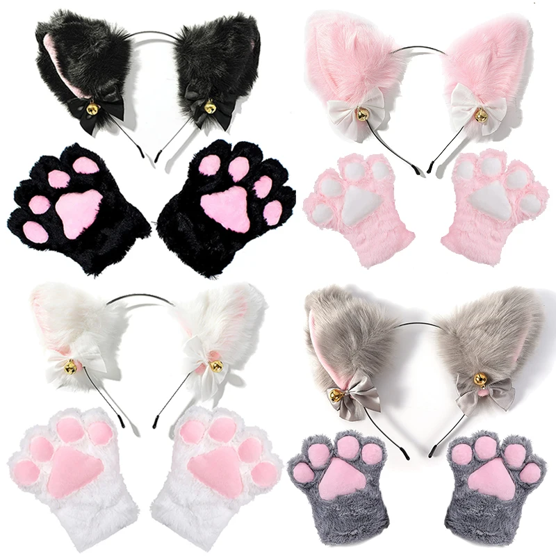 1 Set Cute Cat Ear Hair Wear Claw Gloves Girls Anime Cosplay Costume Plush Bell Cat Fur Ear Hairband Night Party Club Headbands 35 1 Set Cute Cat Ear Hair Wear Claw Gloves Girls Anime Cosplay Costume Plush Bell Cat Fur Ear Hairband Night Party Club Headbands 3