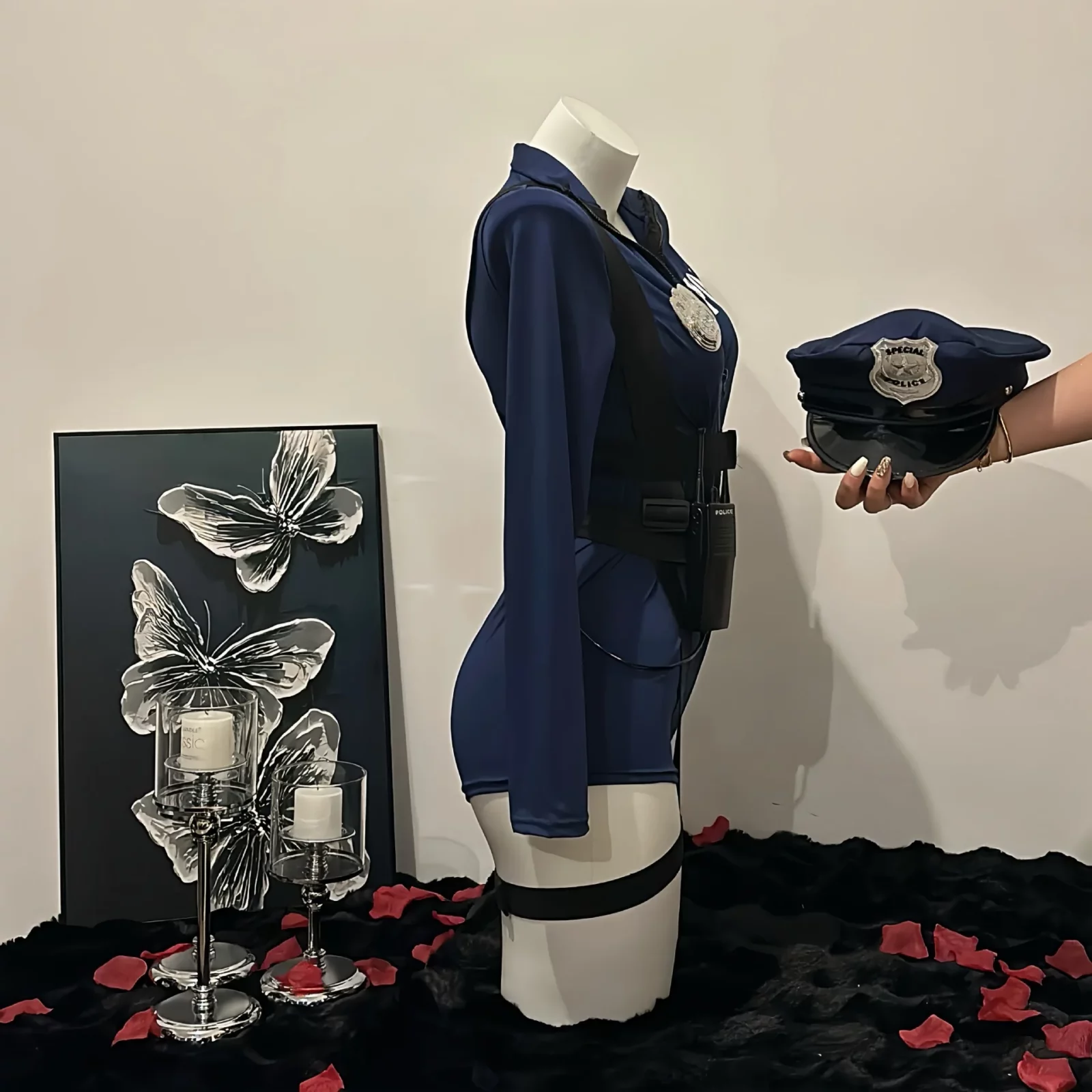 Halloween Sexy Cop Cosplay Erotic Lingerie Policewoman Costume Police Uniform Women Jumpsuit Nightclub Performances Costumes 2