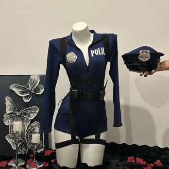 Halloween Sexy Cop Cosplay Erotic Lingerie Policewoman Costume Police Uniform Women Jumpsuit Nightclub Performances Costumes 1