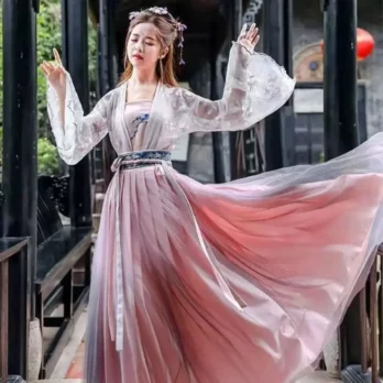 2024 Traditional Women Flower Hanfu Dress Ancient Chinese Costume Beautiful Dance Hanfu Originale Princess Tang Dynasty Robe 1