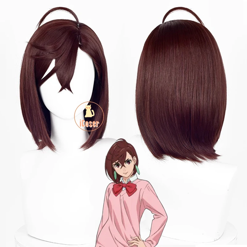 iCoser Anime Dandadan Momo Ayase Cosplay Wig 37CM Brown Short Hair Okarun Ken Halloween Party for Women Girls Role Play Props 1