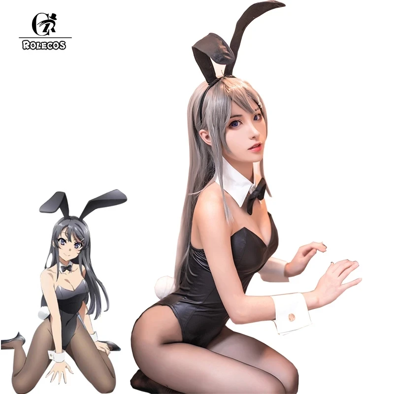 ROLECOS Anime Sakurajima Mai Cosplay Costume Christmas Women Black Sexy Jumpsuit Rascal Does Not Dream of Bunny Girl Senpai Cos 1