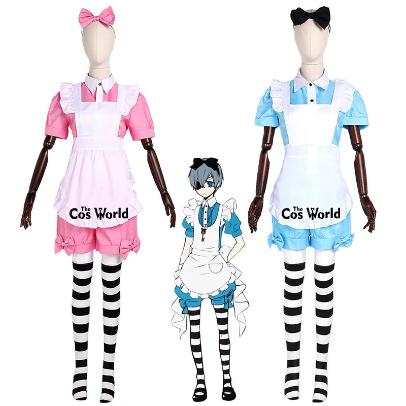 Black Butler Kuroshitsuji Ciel Phantomhive Alice Maid Apron Dress Uniform Outfits Customize Anime Cosplay Costumes 1