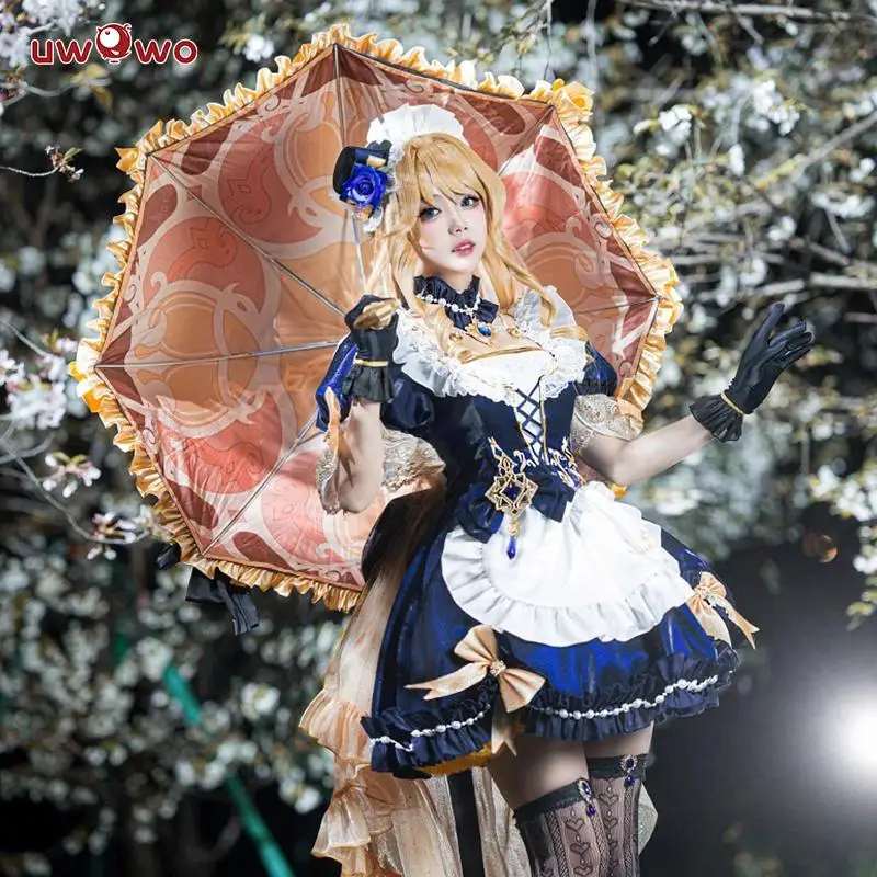 IN STOCK UWOWO Exclusive Navia Cosplay Genshin Impact Fanart Navia Maid Cosplay Costume with Bow Maid Dress Halloween Costumes 1