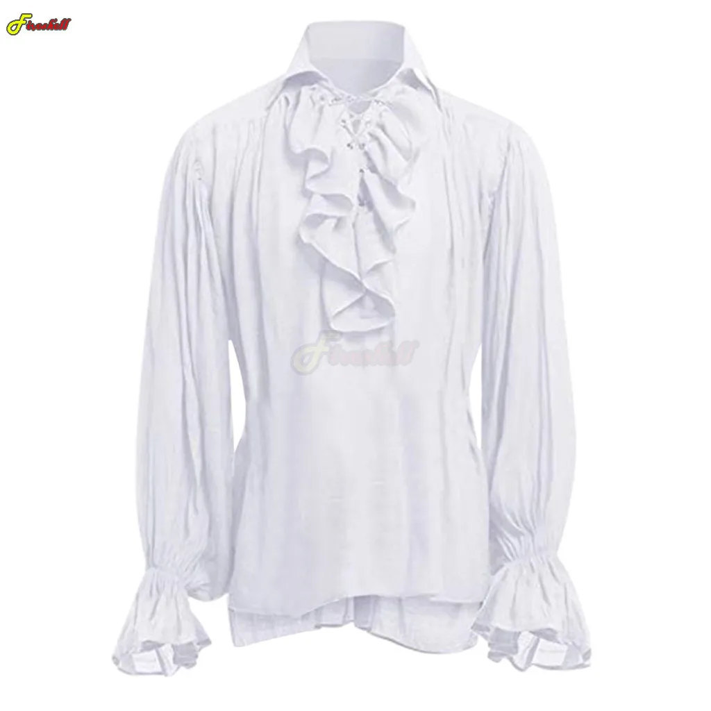 Mittelalterliches Halloween Kostüm Steampunk Cosplay Bluse Gothic Top 13 Medieval Adults Halloween Costumes Autumn Casual Shirts Steampunk Cosplay Bandage Long Sleeve Ruffled Shirt Gothic Blouse Tops 1