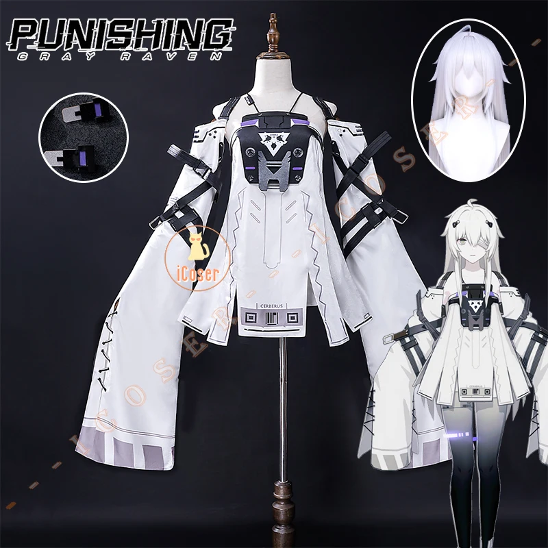 Game Punishing Gray Raven No.21 XXI Cosplay Costume Wig Dress Uniform Headwear Halloween Party for Women Girls Accessory Props